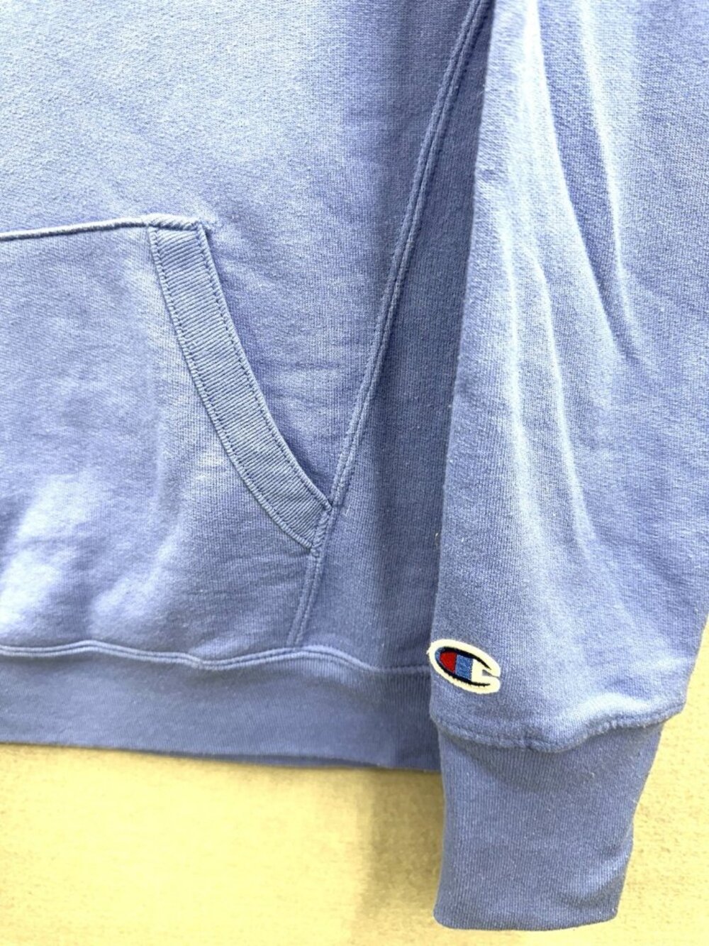 Champion Hoodie Womens S Blue Powerblend Script Logo Raglan Sleeve Sweatshirt - Picture 3 of 5